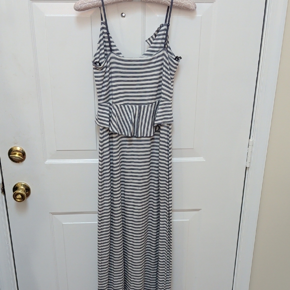 Max Studio Striped Ruffle Maxi Dress - Black & White - Picture 6 of 8